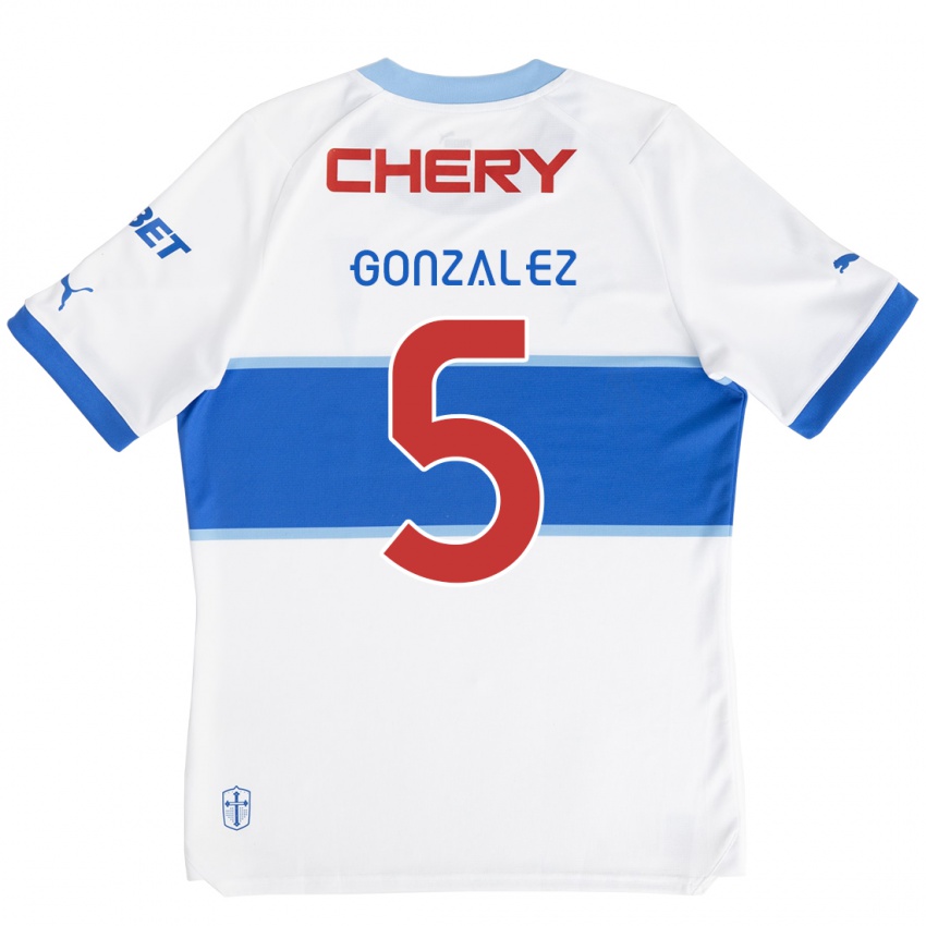 Kinder Daniel González #5 Weiß Blau Heimtrikot Trikot 2024/25 T-Shirt