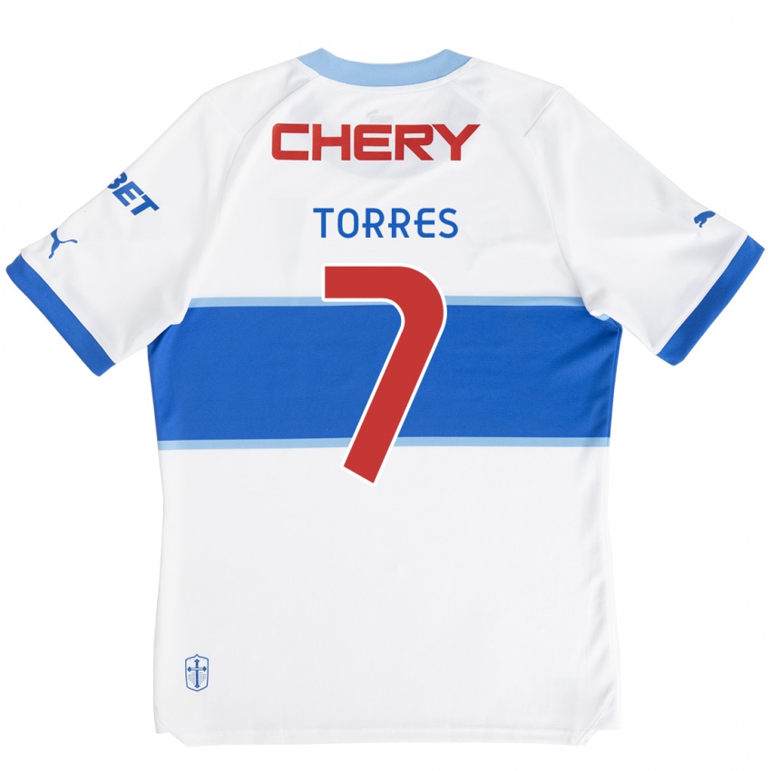 Kinder Joaquín Torres #7 Weiß Blau Heimtrikot Trikot 2024/25 T-Shirt