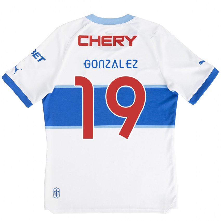 Kinder Bryan González #19 Weiß Blau Heimtrikot Trikot 2024/25 T-Shirt