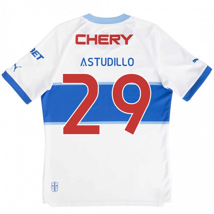 Kinder Aaron Astudillo #29 Weiß Blau Heimtrikot Trikot 2024/25 T-Shirt