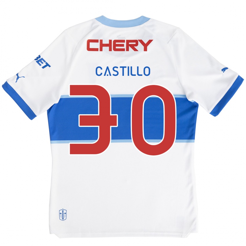 Kinder Nicolas Castillo #30 Weiß Blau Heimtrikot Trikot 2024/25 T-Shirt