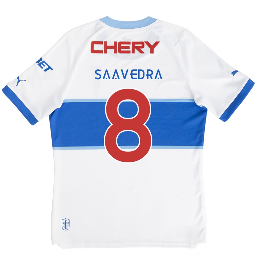 Kinder Ignacio Saavedra #8 Weiß Blau Heimtrikot Trikot 2024/25 T-Shirt