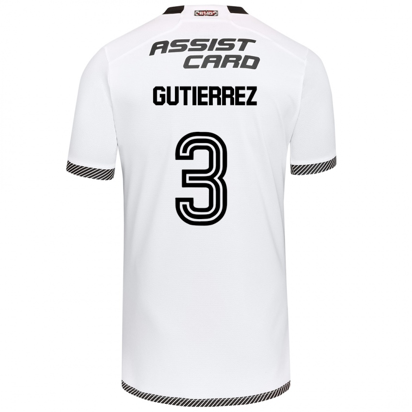 Kinder Daniel Gutiérrez #3 Weiß Schwarz Heimtrikot Trikot 2024/25 T-Shirt