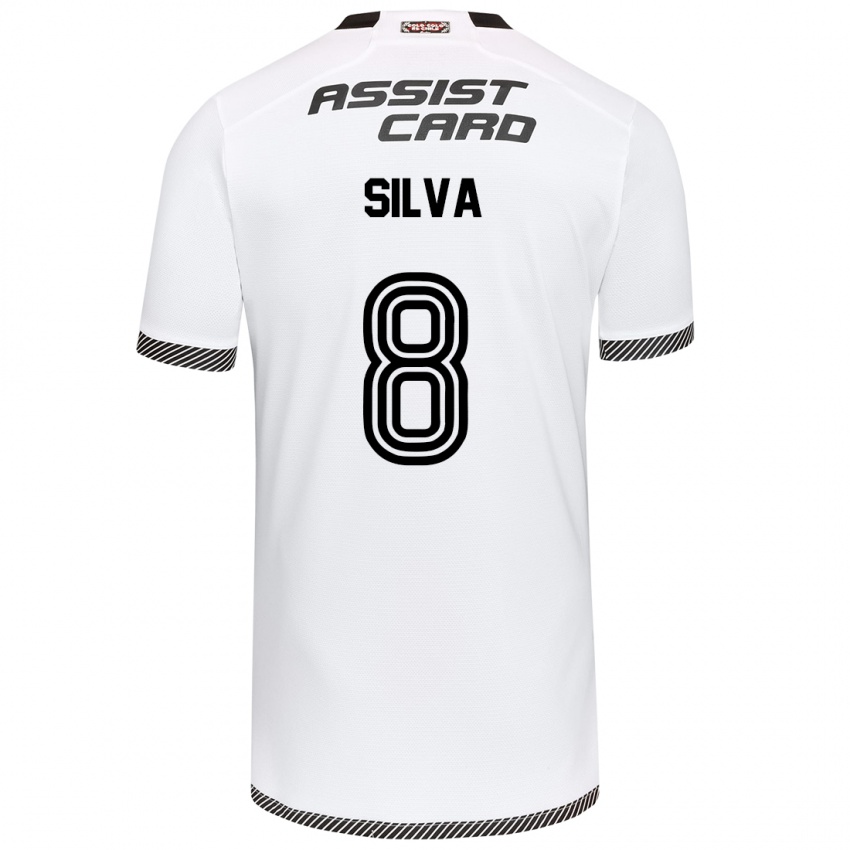 Kinder Bastián Silva #8 Weiß Schwarz Heimtrikot Trikot 2024/25 T-Shirt