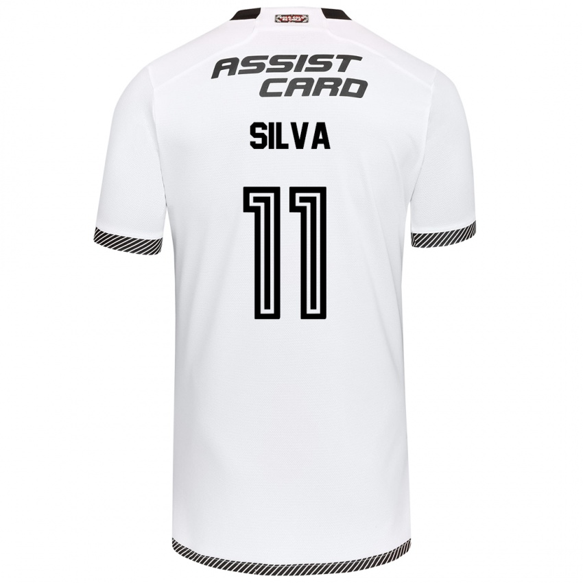 Kinder Martín Silva #11 Weiß Schwarz Heimtrikot Trikot 2024/25 T-Shirt