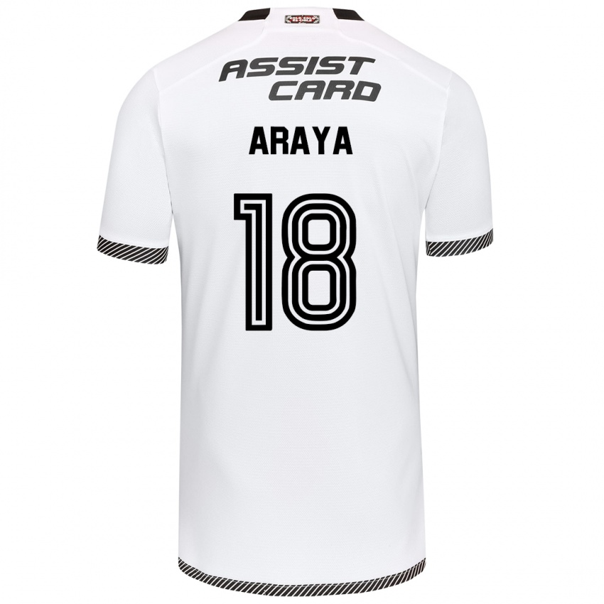 Kinder Benjamín Araya #18 Weiß Schwarz Heimtrikot Trikot 2024/25 T-Shirt