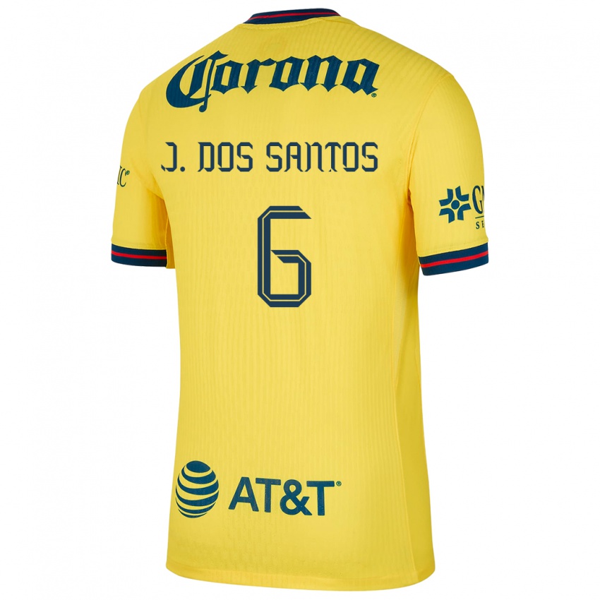 Kinder Jonathan Dos Santos #6 Gelb Blau Heimtrikot Trikot 2024/25 T-Shirt