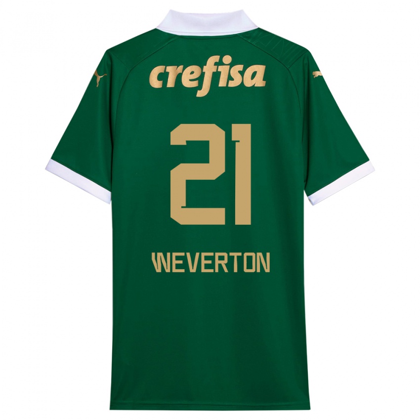 Kinder Weverton #21 Grün Weiß Heimtrikot Trikot 2024/25 T-Shirt