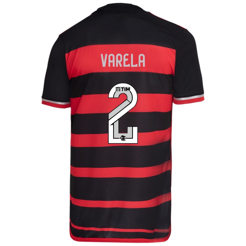 Kinder Guillermo Varela #2 Rot Schwarz Heimtrikot Trikot 2024/25 T-Shirt