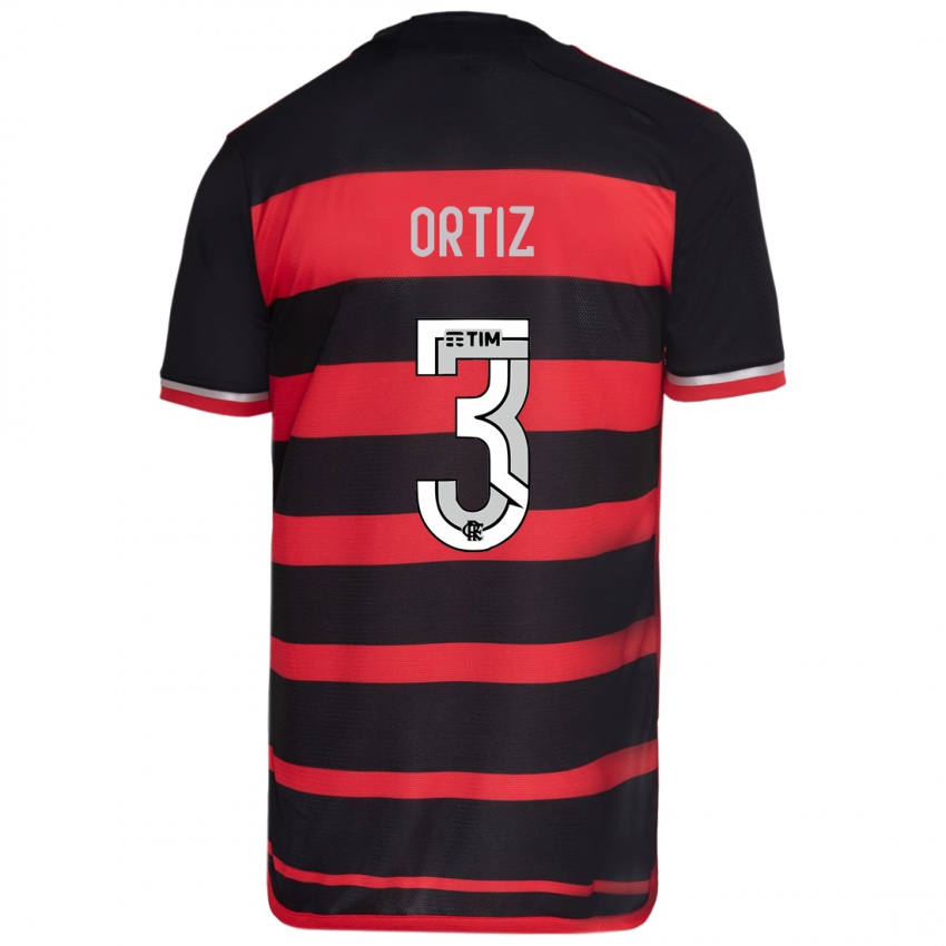 Kinder Léo Ortiz #3 Rot Schwarz Heimtrikot Trikot 2024/25 T-Shirt