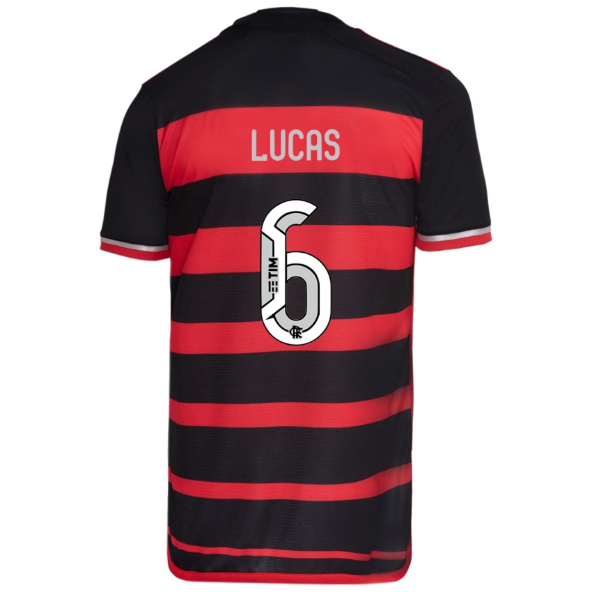 Kinder Ayrton Lucas #6 Rot Schwarz Heimtrikot Trikot 2024/25 T-Shirt