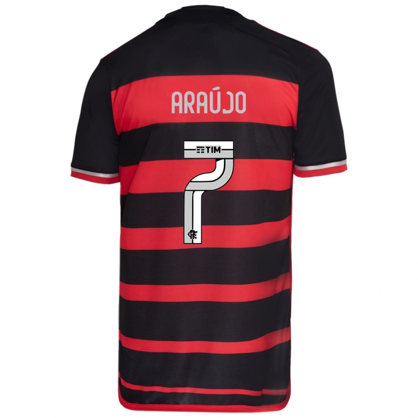 Kinder Luiz Araújo #7 Rot Schwarz Heimtrikot Trikot 2024/25 T-Shirt