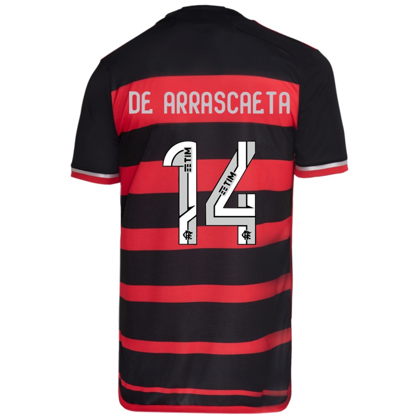 Kinder Giorgian De Arrascaeta #14 Rot Schwarz Heimtrikot Trikot 2024/25 T-Shirt