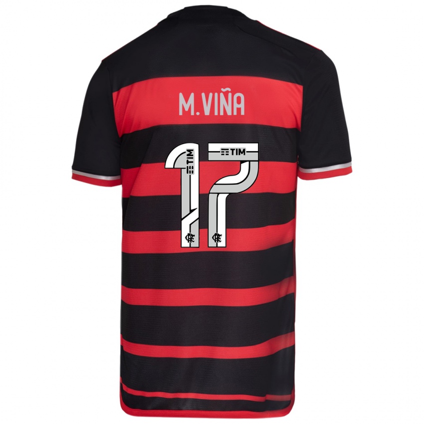 Kinder Matias Vina #17 Rot Schwarz Heimtrikot Trikot 2024/25 T-Shirt