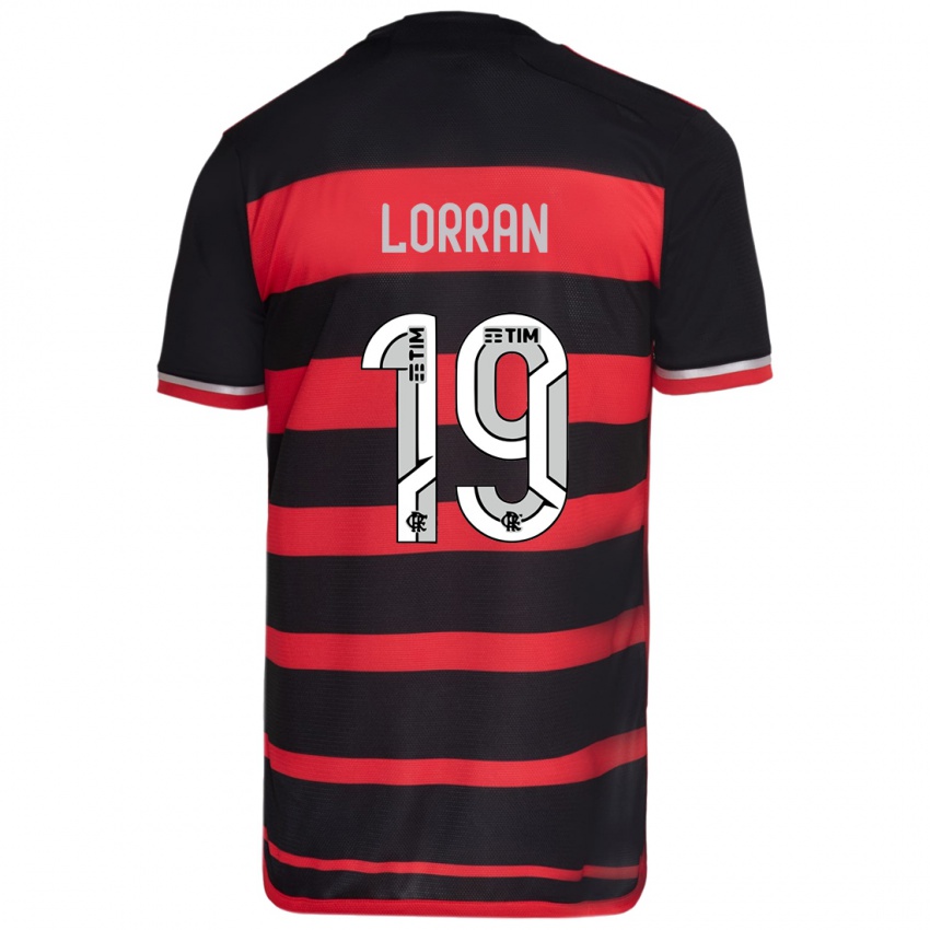 Kinder Lorran #19 Rot Schwarz Heimtrikot Trikot 2024/25 T-Shirt