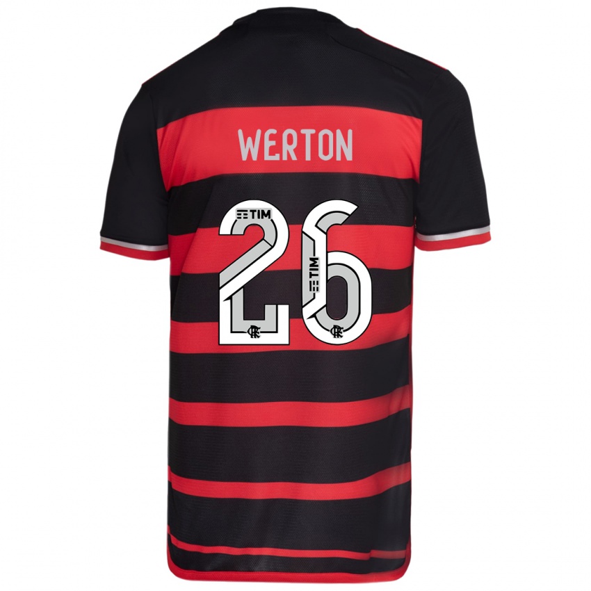 Kinder Werton #26 Rot Schwarz Heimtrikot Trikot 2024/25 T-Shirt