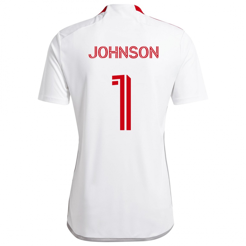 Kinder Sean Johnson #1 Weiß Rot Auswärtstrikot Trikot 2024/25 T-Shirt