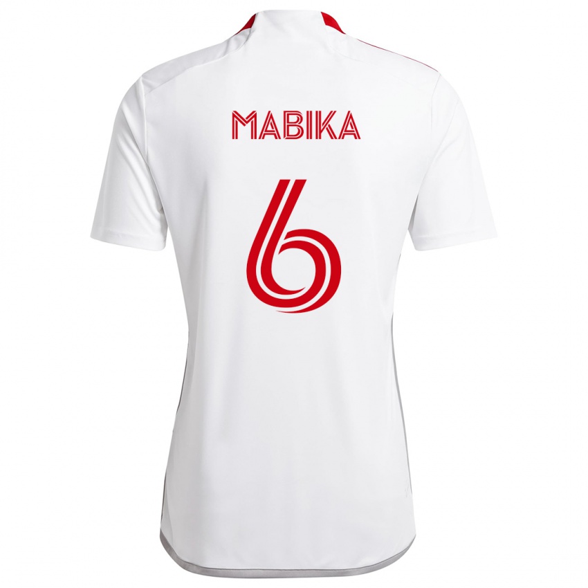 Kinder Aimé Mabika #6 Weiß Rot Auswärtstrikot Trikot 2024/25 T-Shirt