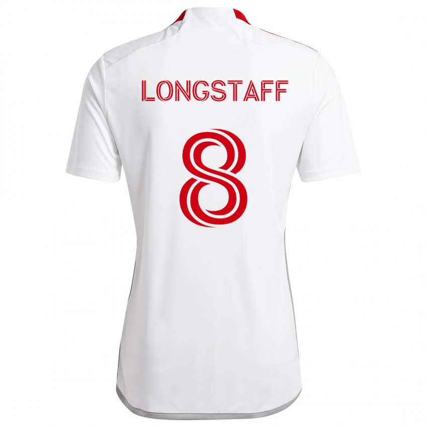 Kinder Matty Longstaff #8 Weiß Rot Auswärtstrikot Trikot 2024/25 T-Shirt