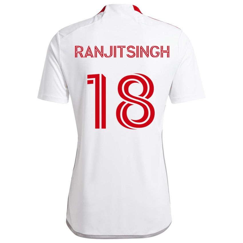 Kinder Greg Ranjitsingh #18 Weiß Rot Auswärtstrikot Trikot 2024/25 T-Shirt