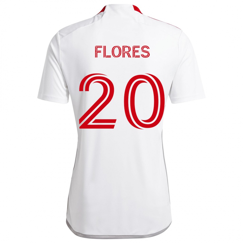 Kinder Deybi Flores #20 Weiß Rot Auswärtstrikot Trikot 2024/25 T-Shirt