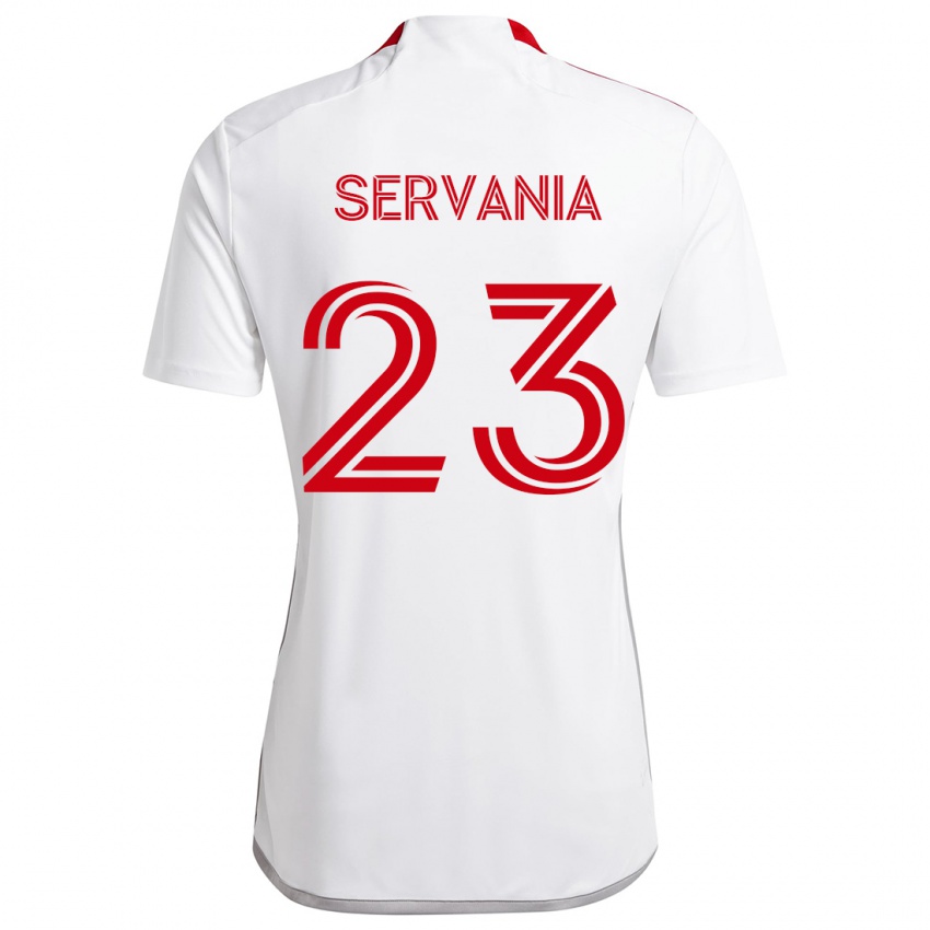 Kinder Brandon Servania #23 Weiß Rot Auswärtstrikot Trikot 2024/25 T-Shirt