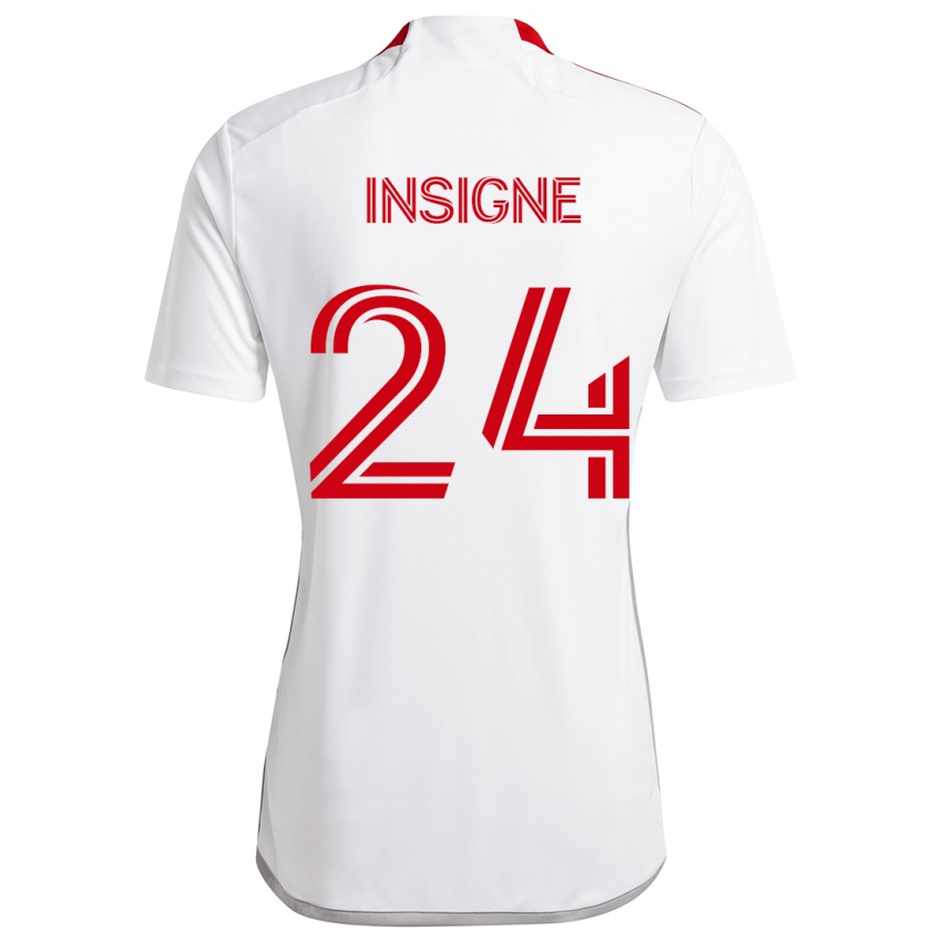 Kinder Lorenzo Insigne #24 Weiß Rot Auswärtstrikot Trikot 2024/25 T-Shirt