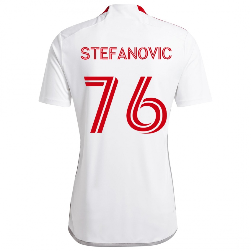 Kinder Lazar Stefanovic #76 Weiß Rot Auswärtstrikot Trikot 2024/25 T-Shirt