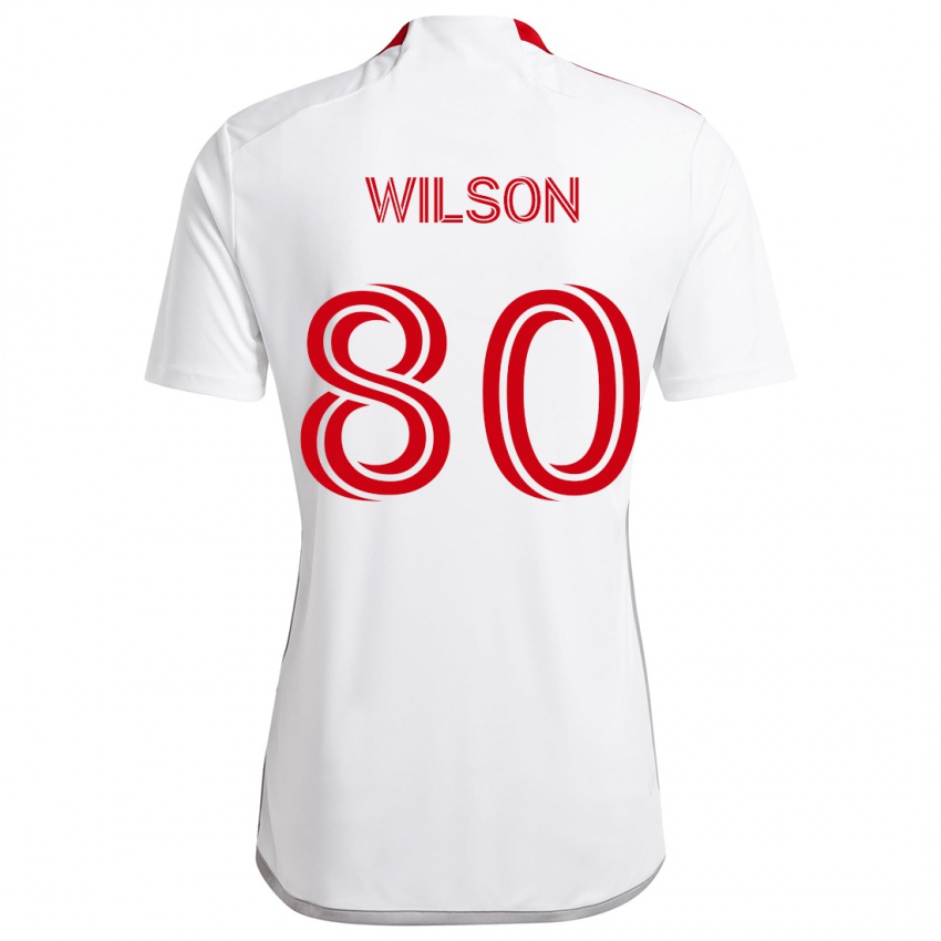 Kinder Shafique Wilson #80 Weiß Rot Auswärtstrikot Trikot 2024/25 T-Shirt