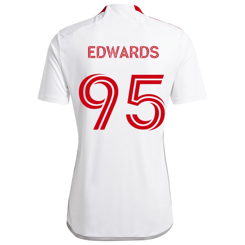 Kinder Nathaniel Edwards #95 Weiß Rot Auswärtstrikot Trikot 2024/25 T-Shirt