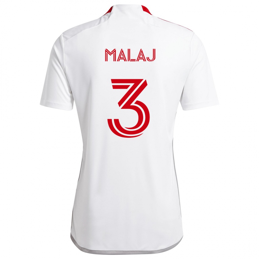 Kinder Albert Malaj #3 Weiß Rot Auswärtstrikot Trikot 2024/25 T-Shirt