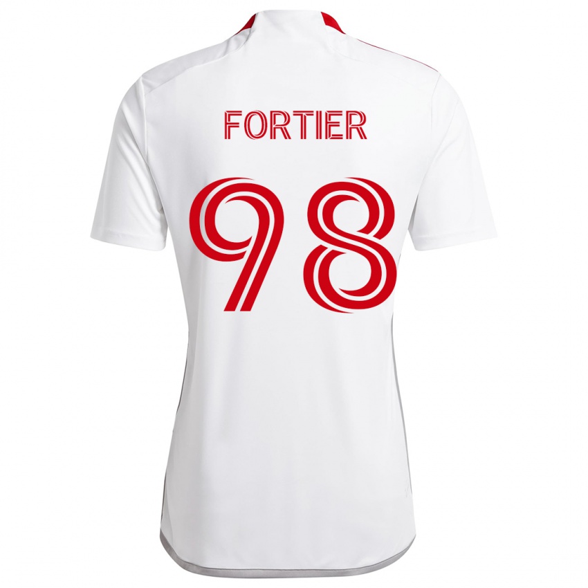 Kinder Kristjan Fortier #98 Weiß Rot Auswärtstrikot Trikot 2024/25 T-Shirt