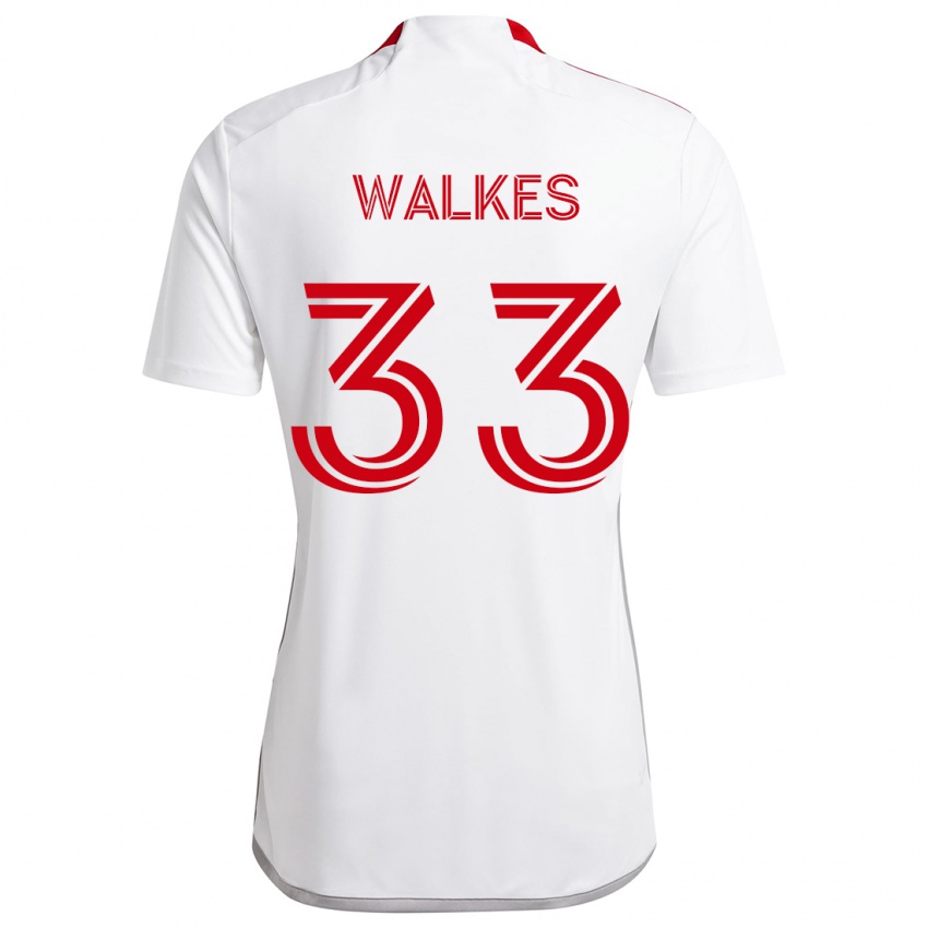 Kinder Reshaun Walkes #33 Weiß Rot Auswärtstrikot Trikot 2024/25 T-Shirt