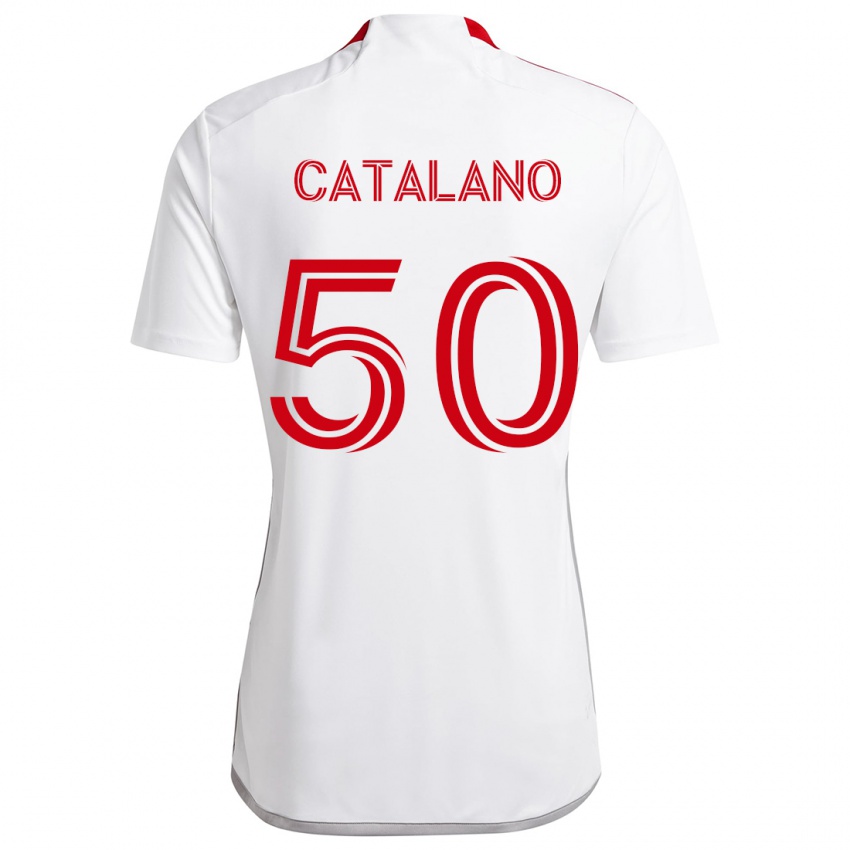 Kinder Gianluca Catalano #50 Weiß Rot Auswärtstrikot Trikot 2024/25 T-Shirt