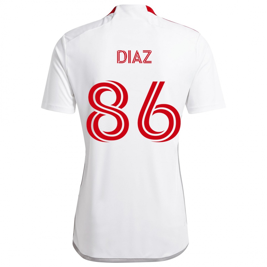 Kinder Alec Díaz #86 Weiß Rot Auswärtstrikot Trikot 2024/25 T-Shirt