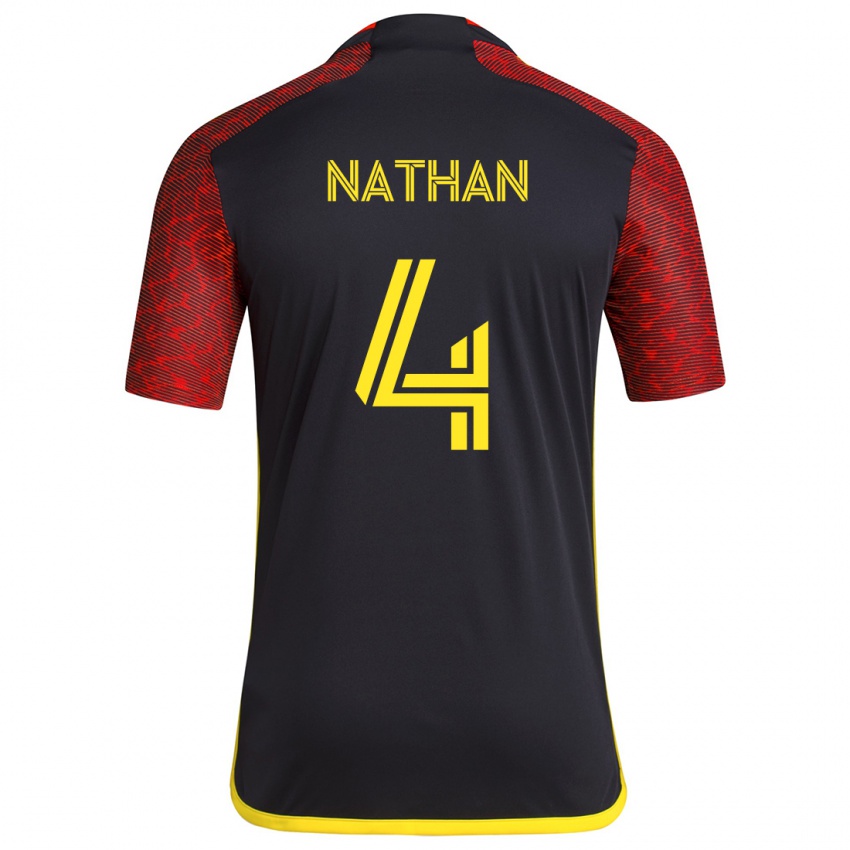 Kinder Nathan #4 Rot Schwarz Auswärtstrikot Trikot 2024/25 T-Shirt