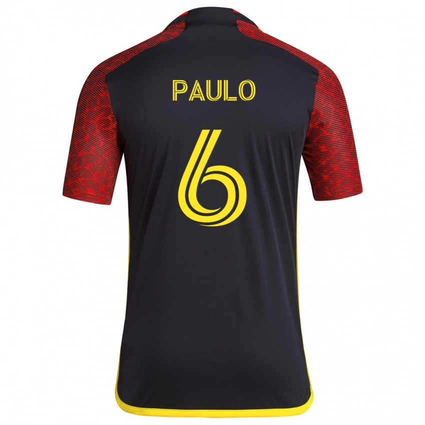 Kinder João Paulo #6 Rot Schwarz Auswärtstrikot Trikot 2024/25 T-Shirt