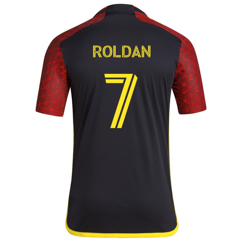 Kinder Cristian Roldán #7 Rot Schwarz Auswärtstrikot Trikot 2024/25 T-Shirt