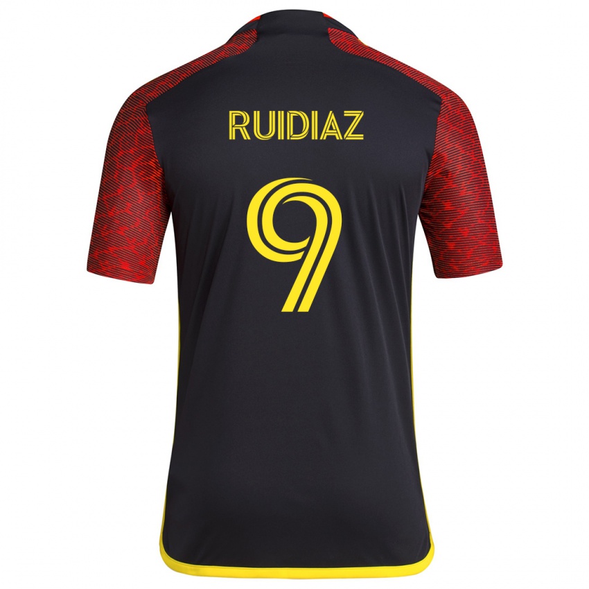 Kinder Raúl Ruidíaz #9 Rot Schwarz Auswärtstrikot Trikot 2024/25 T-Shirt