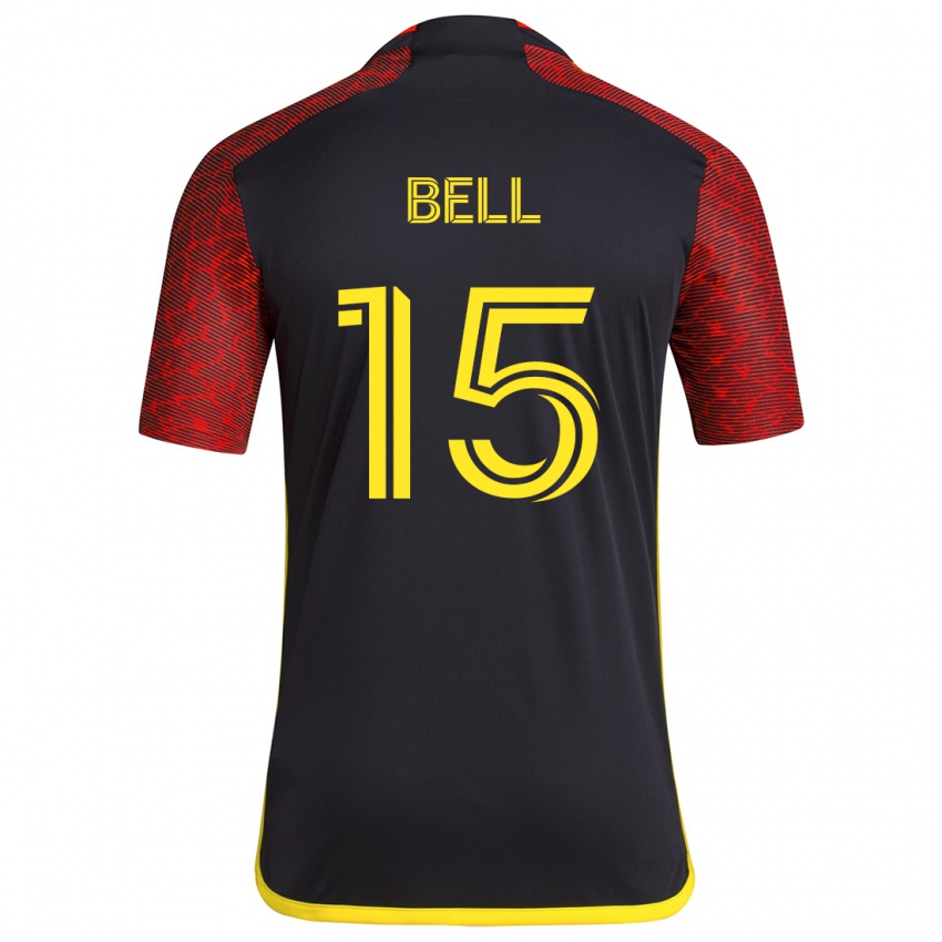 Kinder Jon Bell #15 Rot Schwarz Auswärtstrikot Trikot 2024/25 T-Shirt