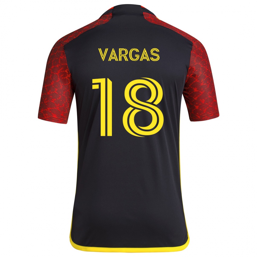 Kinder Obed Vargas #18 Rot Schwarz Auswärtstrikot Trikot 2024/25 T-Shirt