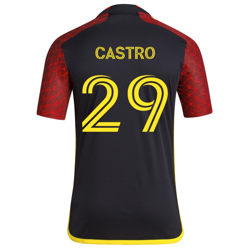 Kinder Jacob Castro #29 Rot Schwarz Auswärtstrikot Trikot 2024/25 T-Shirt