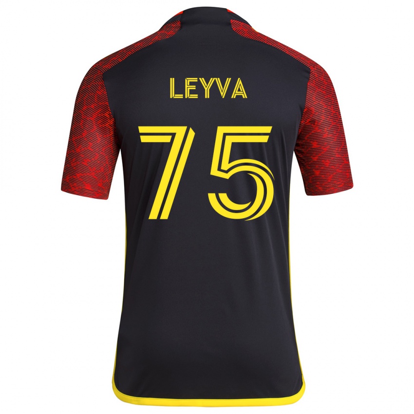 Kinder Danny Leyva #75 Rot Schwarz Auswärtstrikot Trikot 2024/25 T-Shirt