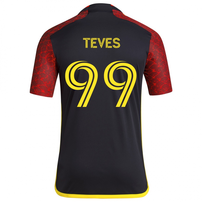 Kinder Dylan Teves #99 Rot Schwarz Auswärtstrikot Trikot 2024/25 T-Shirt