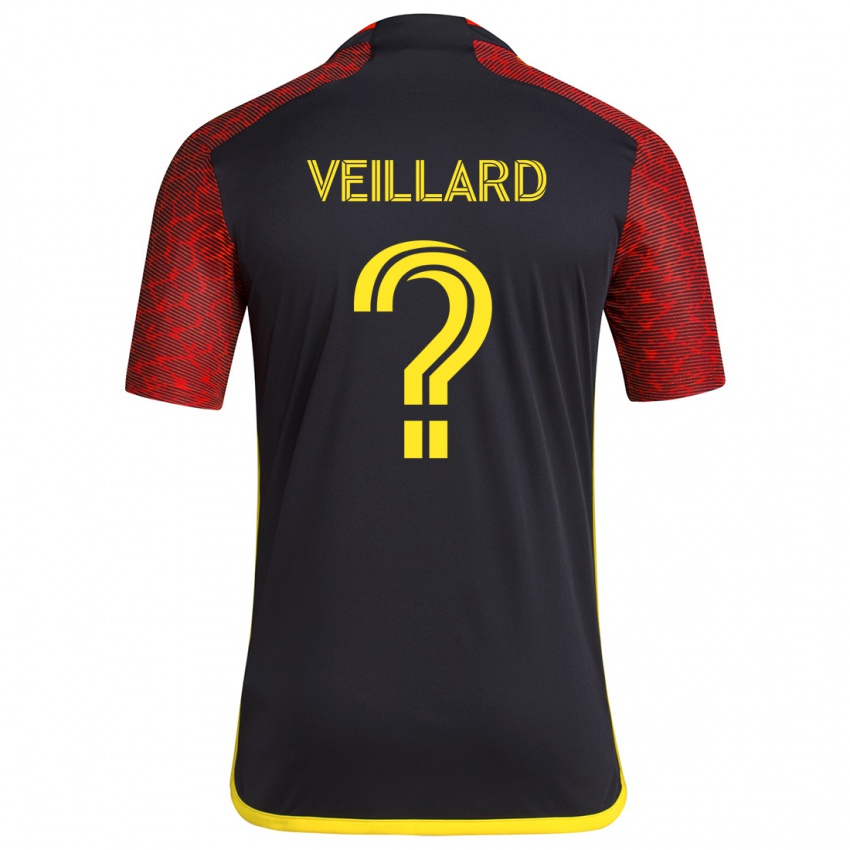 Kinder Etienne Veillard #0 Rot Schwarz Auswärtstrikot Trikot 2024/25 T-Shirt