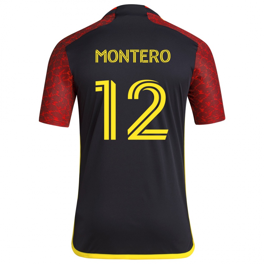 Kinder Fredy Montero #12 Rot Schwarz Auswärtstrikot Trikot 2024/25 T-Shirt