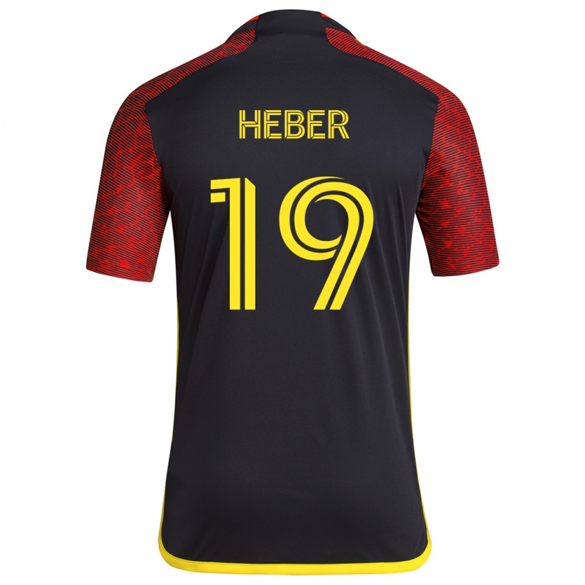 Kinder Héber #19 Rot Schwarz Auswärtstrikot Trikot 2024/25 T-Shirt