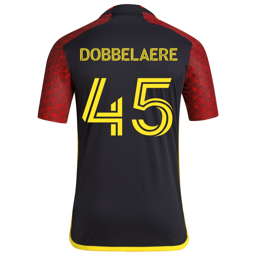 Kinder Ethan Dobbelaere #45 Rot Schwarz Auswärtstrikot Trikot 2024/25 T-Shirt