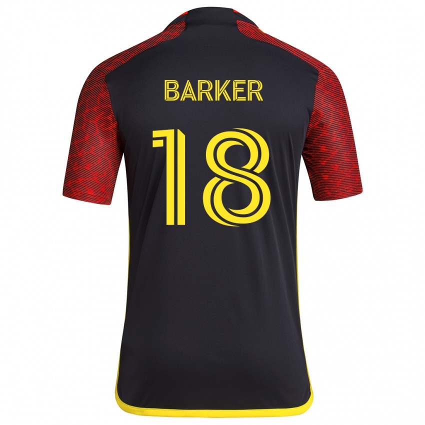 Kinder Alicia Barker #18 Rot Schwarz Auswärtstrikot Trikot 2024/25 T-Shirt