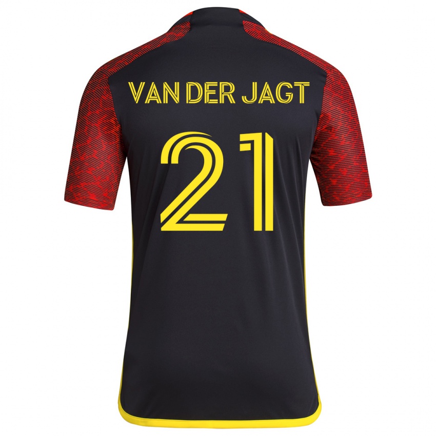 Kinder Olivia Van Der Jagt #21 Rot Schwarz Auswärtstrikot Trikot 2024/25 T-Shirt